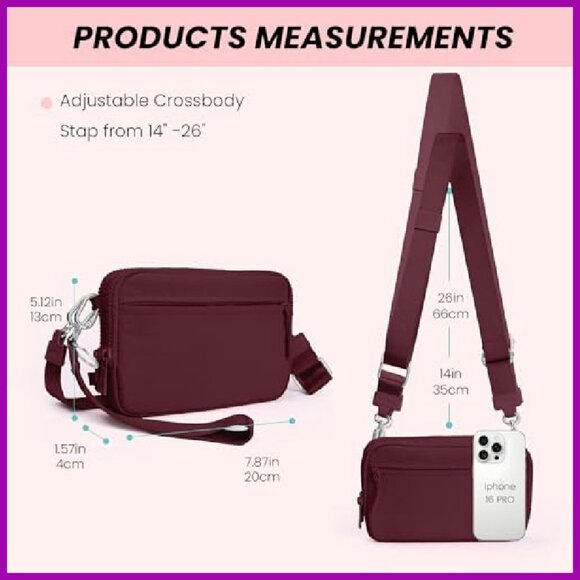 RFID Wristlet Purse with Anti-Theft Lock, Adjustable Crossbody Strap